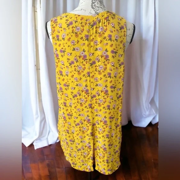 Sanctuary Anthropologie Floral Sleeveless Button Down Top Yellow Dandelion Daisy - Picture 6 of 14